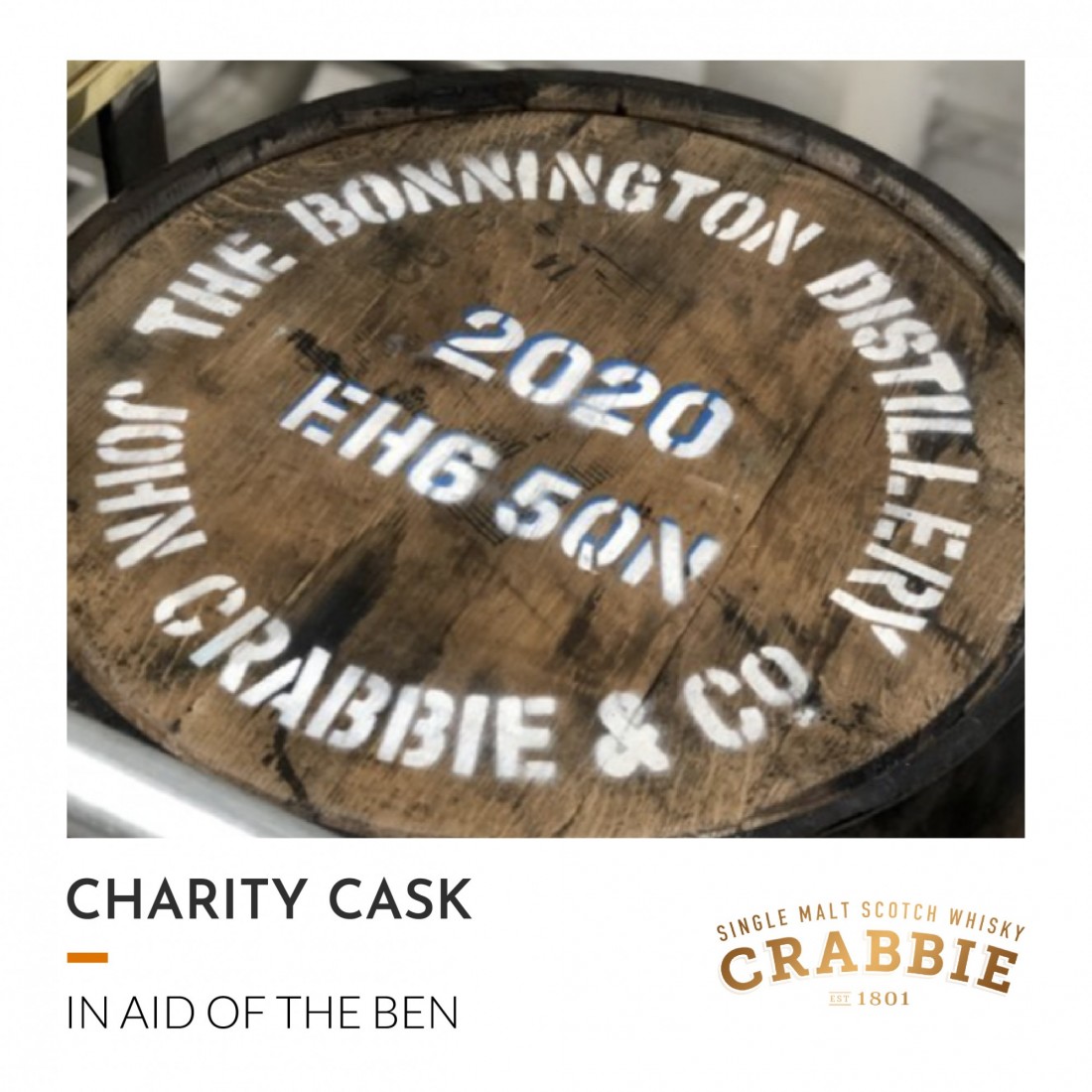 1 Bonnington 2020 Unpeated exBourbon Barrel 1055 Charity Lot